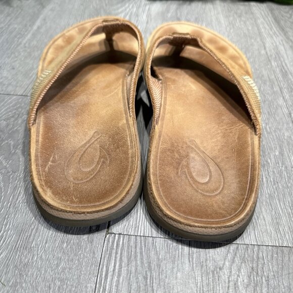 Olukai Mens Tuahine Sandal Size 9 Brown Leather Thong Flip Flop Slide Comfort main image 5